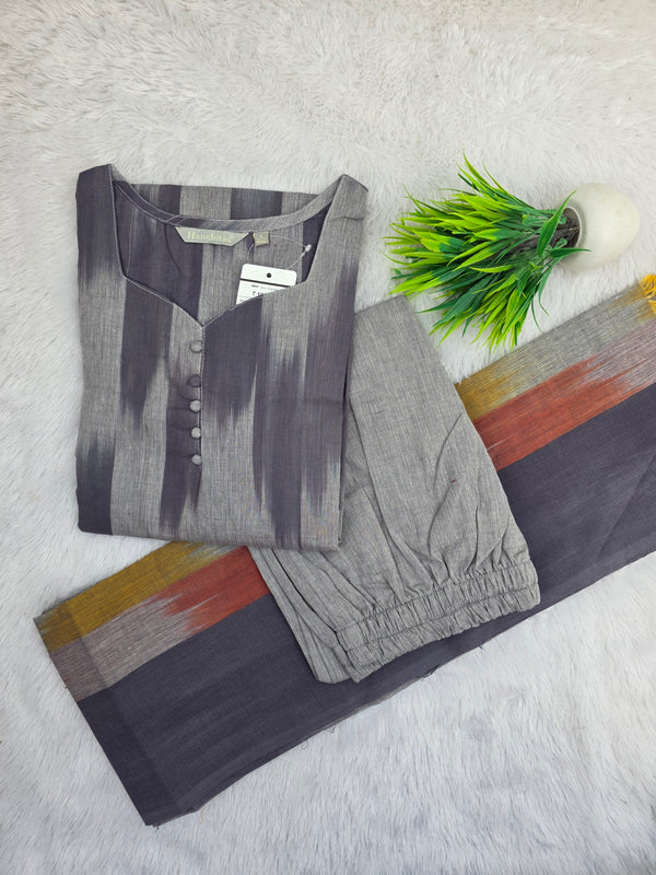 GREY PREMIUM HANDLOOM IKKAT COTTON SALWAR SETS 0539