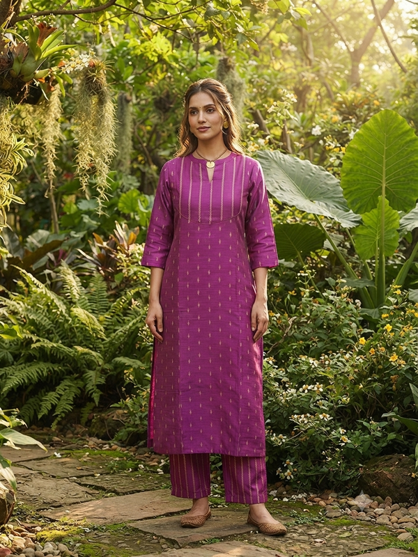 BRIGHT MAGENTA RAW SILK CO-ORD SETS 0614