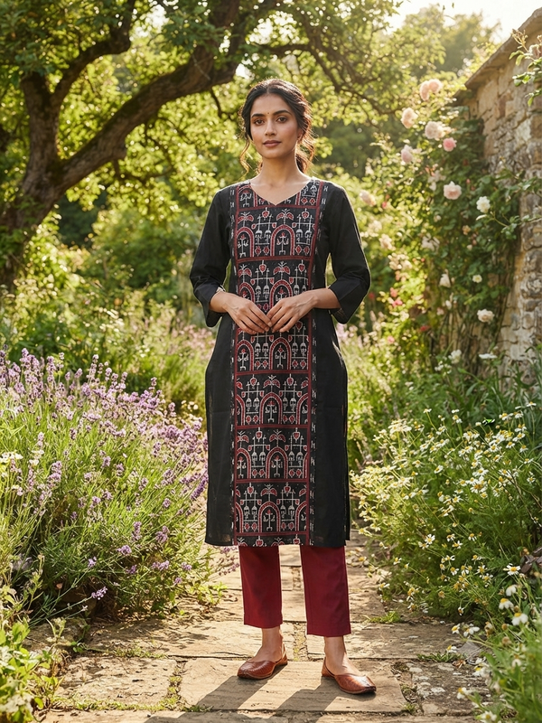 KALAMKARI THEMED BERLIN SILK KURTIS 0615