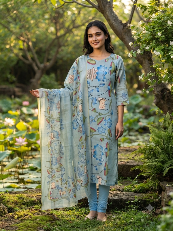 PREMIUM TUSSAR SILK KURTI +DUPPATTA 0569