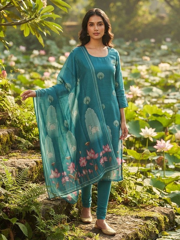 PREMIUM TUSSAR SILK KURTI +DUPPATTA 0569