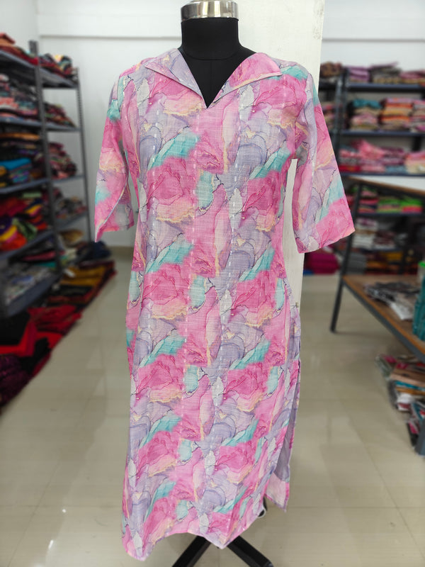 TRENDING LINEN BUBBLE KURTIS 0455