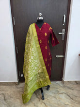 RAW SILK KURTI WITH KALAMKARI DUPATTA 0629
