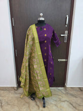 RAW SILK KURTI WITH KALAMKARI DUPATTA 0629