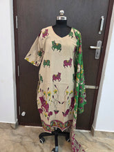 HAND PAINTED KALAMKARI COTTON KURTI +DUPPATTA 0561