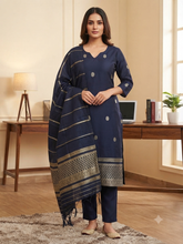 NAVY PREMIUM SEMI SILK SALWAR SETS 0647