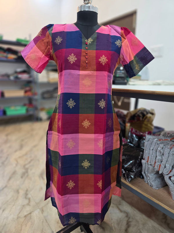 PREMIUM MULTI COLUR RAW SILK KURTIS 0514