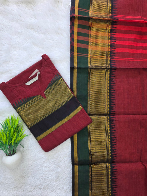 PREMIUM KANCHI COTTON KURTI + DUPATTA SET 0479