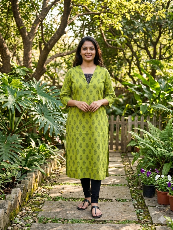 V-NECK COLLAR COTTON KURTIS 0546 (SUMMER SPECIAL)