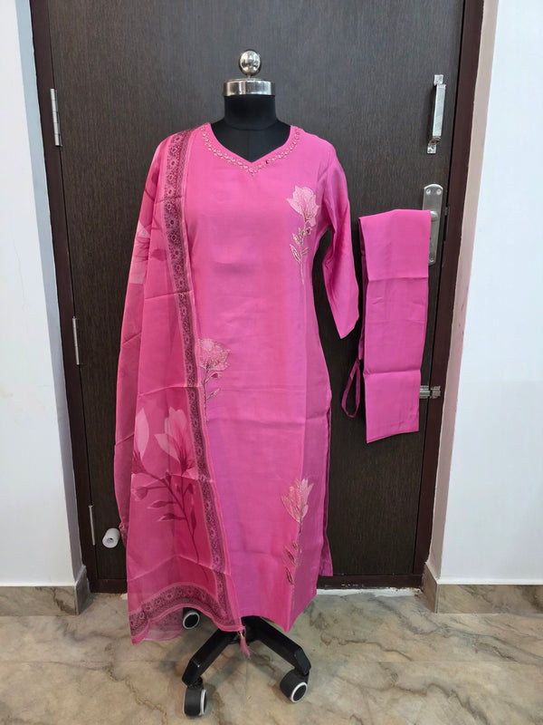 PREMIUM ROMAN SILK DESIGNER SALWAR SET 0555