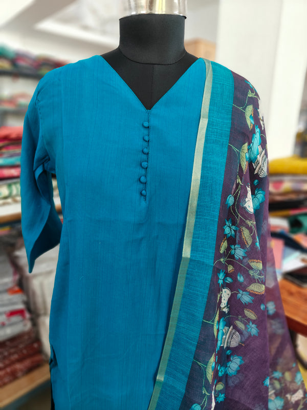 VATICAN SILK KURTI+ KALAMKARI KOTTA DUPATTA 0484