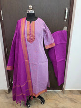 LAVENDER & MAGENTA HANDLOOM MANGALGIRI COTTON SALWAR SETS 0483