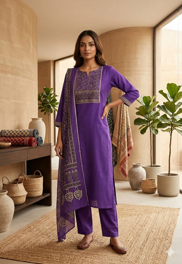 PURPLE COLOR PREMIUM COTTON SALWAR SETS 0567