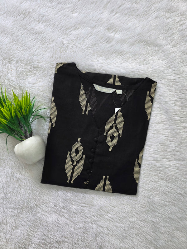 BLACK PREMIUM FLEX COTTON KURTIS 0591
