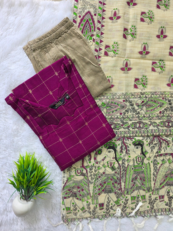 RAW SILK WITH MADHUBANI INSPIRED SALWAR 0652