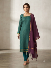 HANDLOOM CHECKS KURTI WITH CONTRAST DUPATTA 0631