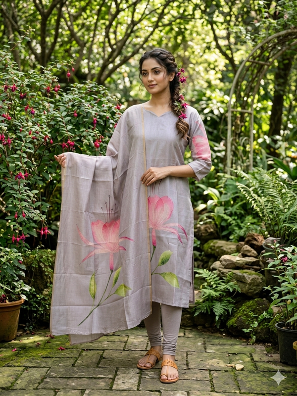 PREMIUM TUSSAR SILK KURTI +DUPPATTA 0569