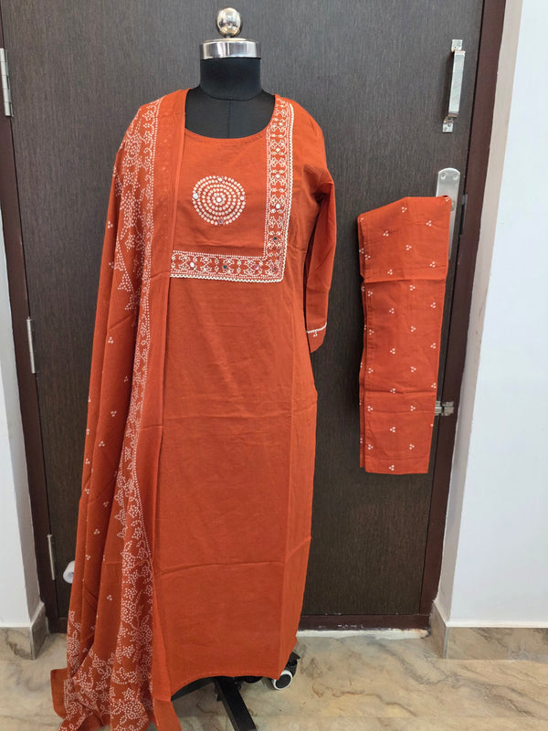 MIRROR WORK JAIPUR COTTON 3 PIECE SALWAR SETS 0537