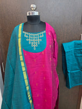 HANDLOOM RAW SILK KOLAM EMBROIDERED SALWAR SETS 2222