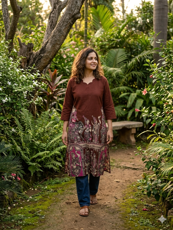 HAND PAINTED KALAMKARI KURTIS 0574
