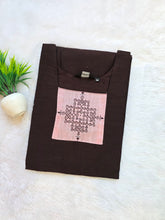 COFFEE BROWN WITH PINK TRENDING KOLAM RAW SILK KURTIS 0534
