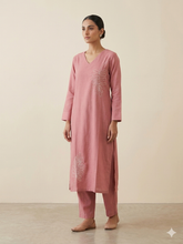 LIGHT PINK LEAF EMBROIDERED VATICAN SILK CO-ORD SETS 0562