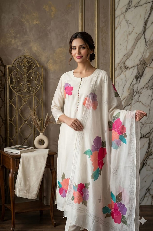 PREMIUM ROMAN SILK DESIGNER SALWAR SET 0555