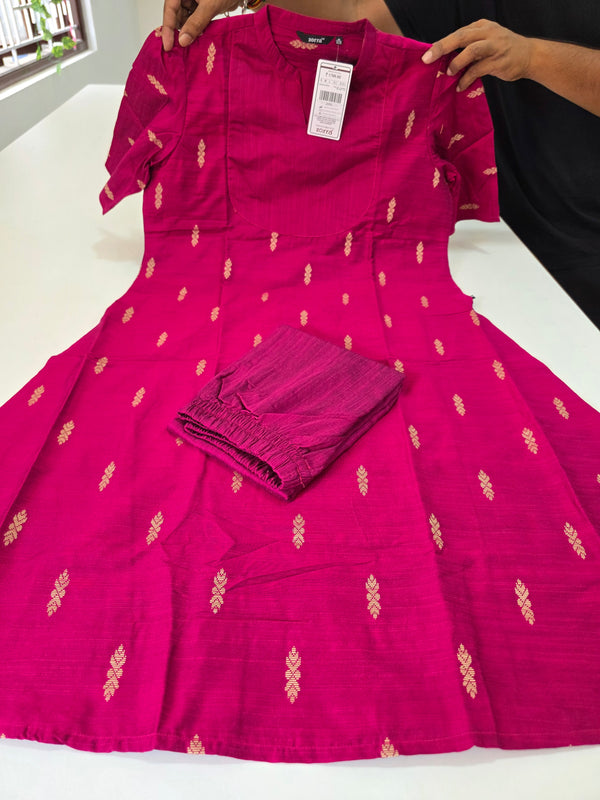 PREMIUM A-LINE MAGENTA PINK RAW SILK CORD SETS 0528