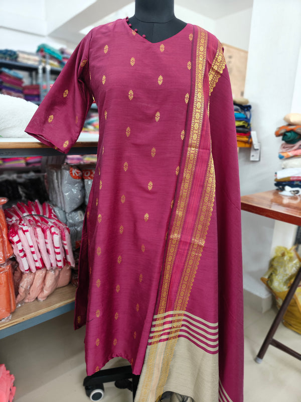 PREMIUM RAW SILK KURTI +GRAND DUPATTA 0495