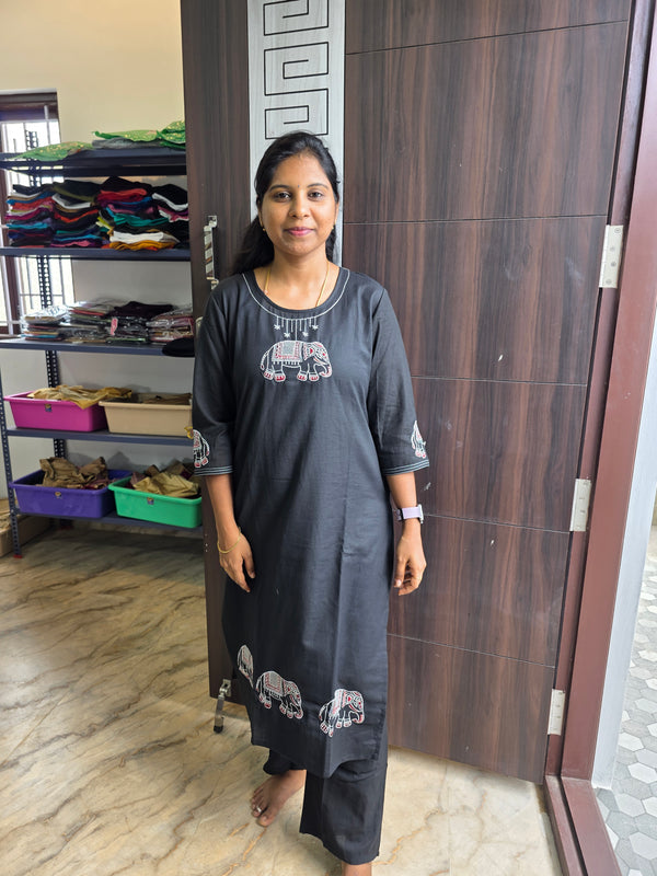 BLACK ELEPHANT EMBROIDERED COTTON CO-ORD SETS 0543