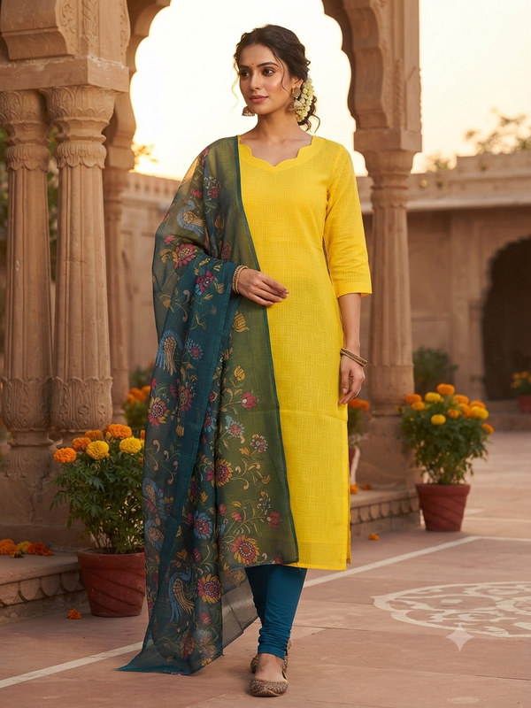 PREMIUM KOTA DORIA KURTI WITH DUPATTA SET 0636