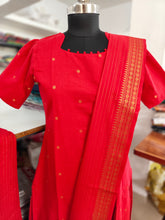 TRADITIONAL HANDLOOM COTTON RED SALWAR SETS 0491