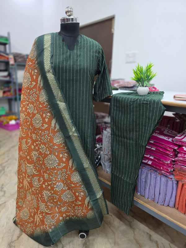 PREMIUM RAW SILK+ KALAMKARI SALWAR SETS 2222