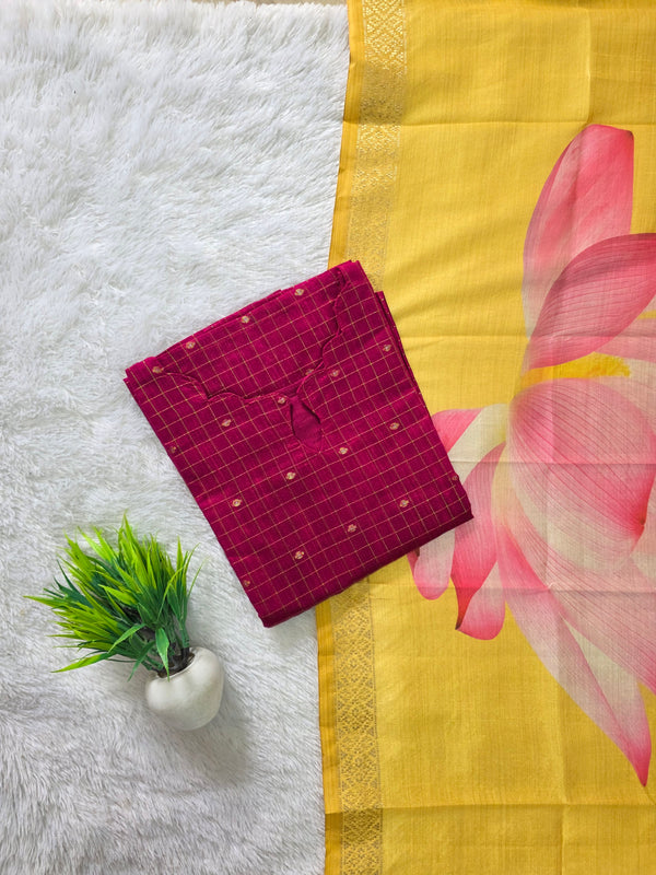 RAW SILK KURTI WITH KALAMKARI DUPATTA 0604