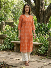 V- NECK PREMIUM LINEN ZARI KURTIS 0515