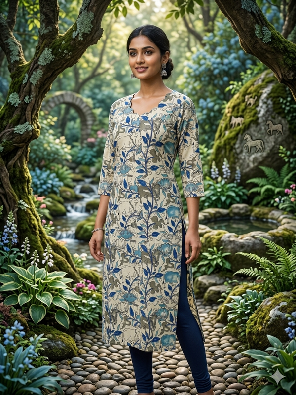 HAND PRINTED KALAMKARI KURTIS 0482