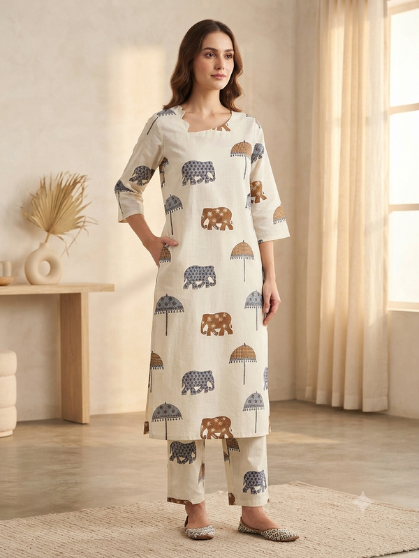 TRENDING ELEPHANT DESIGN ZIGZAG CO-ORD SETS (M) 0635