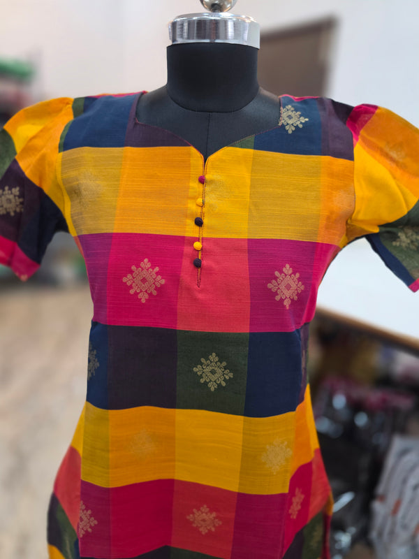 PREMIUM MULTI COLUR RAW SILK KURTIS 0514