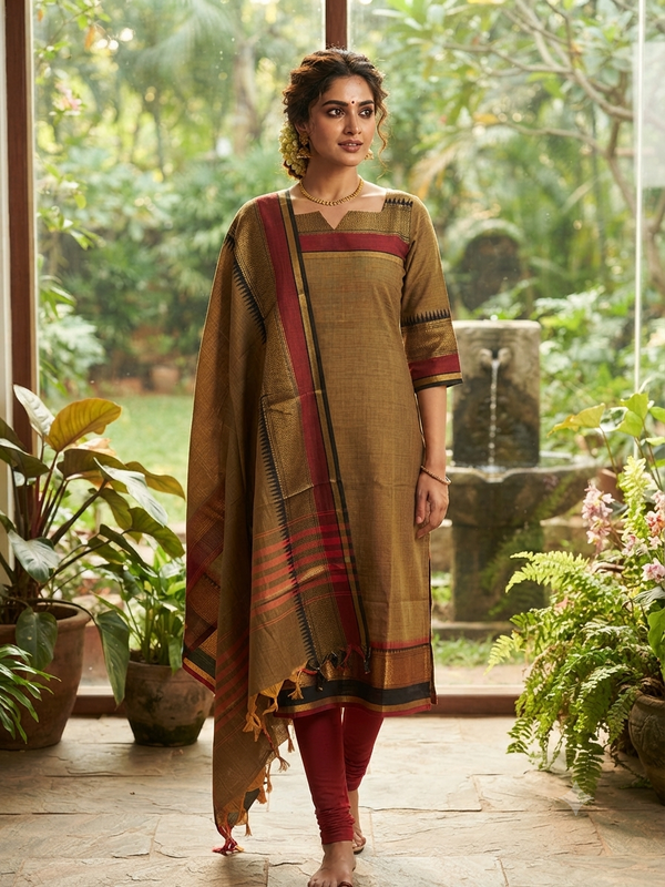 PREMIUM KANCHI COTTON KURTI + DUPATTA 0479