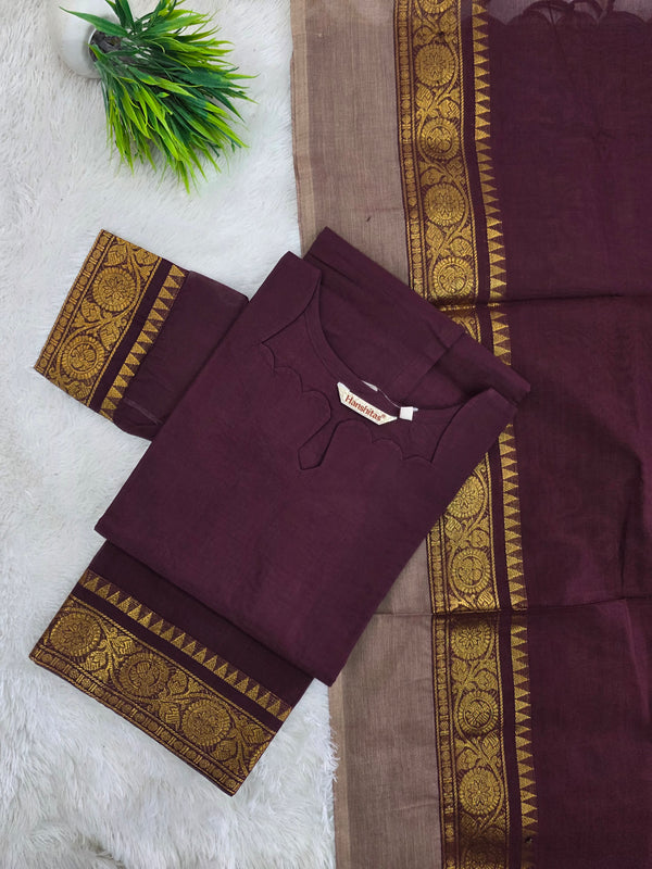 PREMIUM HANDLOOM KANCHI COTTON KURTI WITH DUPATTA 0619