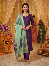 RAW SILK KURTI WITH KALAMKARI DUPPATTA 0509