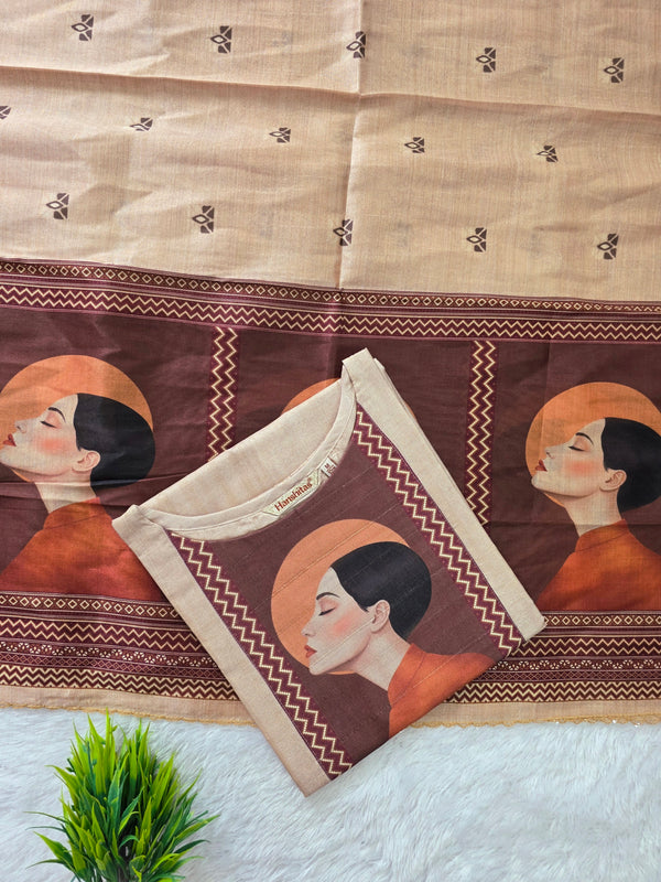 PREMIUM TUSSAR SILK KURTI +DUPPATTA 0658