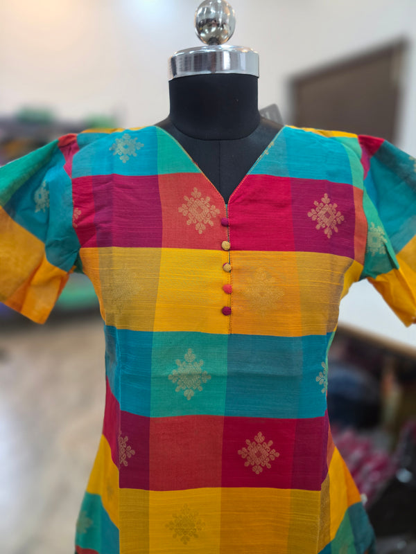 PREMIUM MULTI COLUR RAW SILK KURTIS 0514