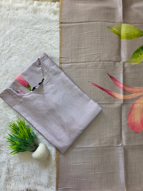 PREMIUM TUSSAR SILK KURTI +DUPPATTA 0569