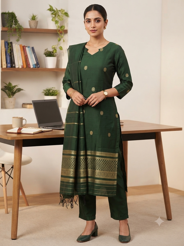 GREEN PREMIUM SEMI SILK SALWAR SETS 0647