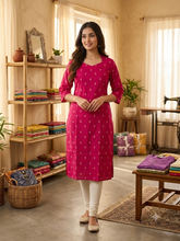 V SHAPED COLLAR PREMIUM FLEX COTTON KURTIS PINK 0582
