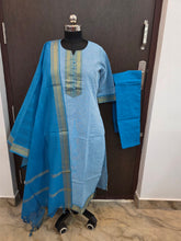 SKYBLUE & TURQUISE HANDLOOM MANGALGIRI COTTON SALWAR SETS 0483
