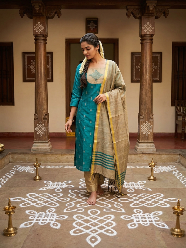 KOLAM RAW SILK SALWAR SETS 0644