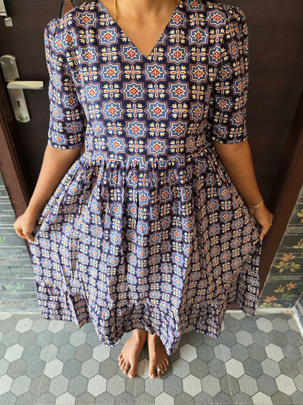 NAVY BLUE COTTON MAXI DRESS 0550