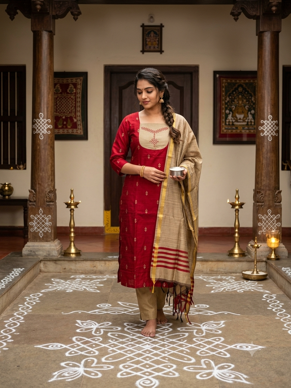 KOLAM RAW SILK SALWAR SETS 0644